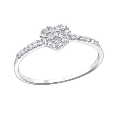 Silver Heart Ring with Cubic Zirconia