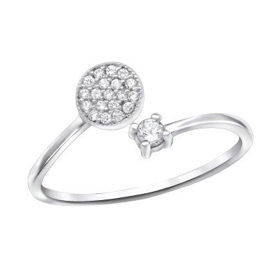 Silver Open Micro Pave Ring with Cubic Zirconia