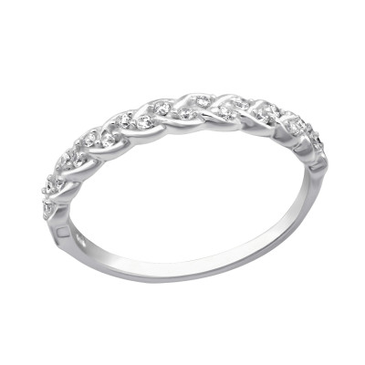 Silver Twisted Ring with Cubic Zirconia