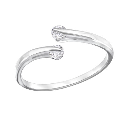 Silver Open Ring with Round Cubic zirconia