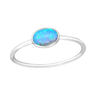 Silver Oval Ring with Synthetic Opal