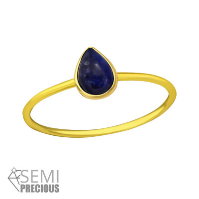 Silver Pear Ring with Sodalite