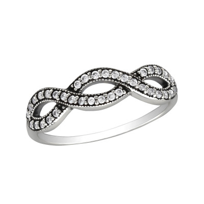 Silver Intertwining Ring with Cubic Zirconia