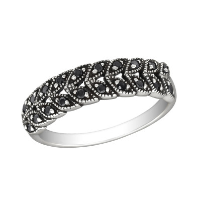 Silver Olive Branch Ring with Cubic Zirconia