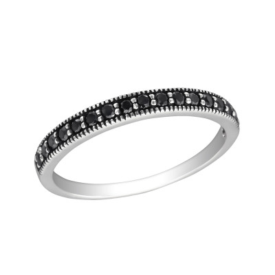 Silver Eternity Ring with Black Spinel