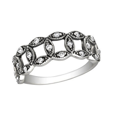 Silver Intertwining Ring with Cubic Zirconia