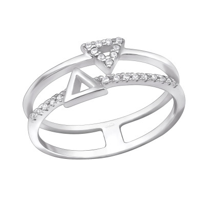 Silver Stackable Triangle Ring with Cubic Zirconia