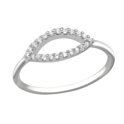 Silver Oval Ring with Cubic Zirconia