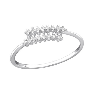 Silver Spiral Ring with Cubic Zirconia