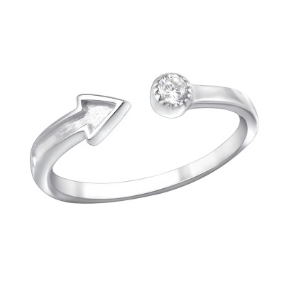 Silver Open Arrow Ring with Cubic Zirconia