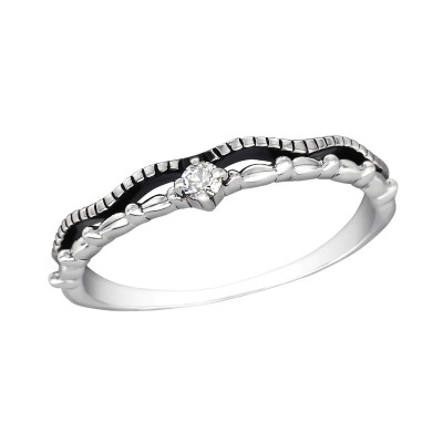 Silver Stackable Ring with Cubic Zirconia