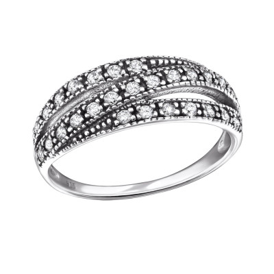 Silver Intertwining Ring with Cubic Zirconia