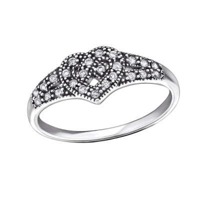 Silver Celtic Heart Ring with Cubic Zirconia