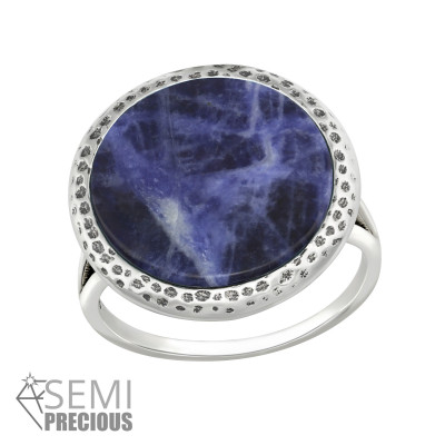 Silver Round Ring with Sodalite