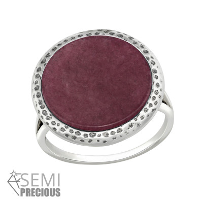 Round Sterling Silver Ring with Semi Precious