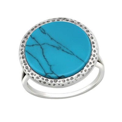 Round Sterling Silver Ring with Semi Precious