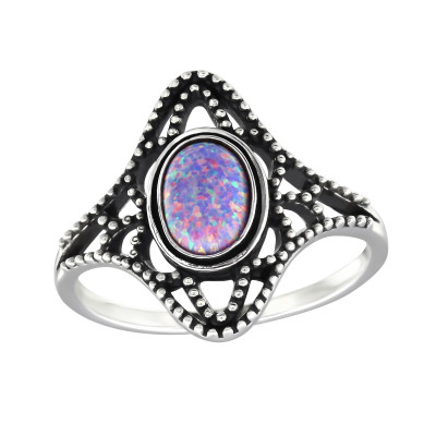 Silver Antique Ring with Multi Lavender