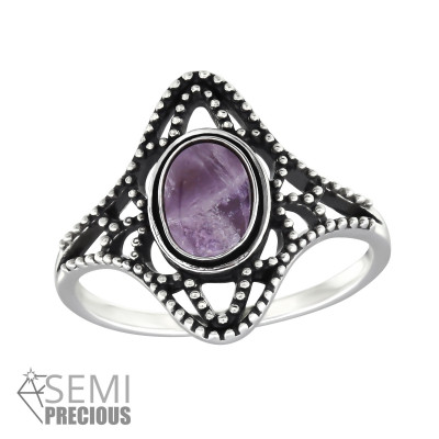 Silver Antique Ring with Amethyst