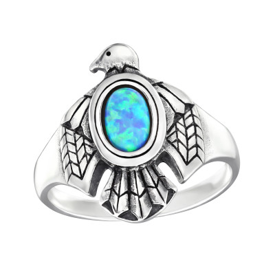 Silver Eagle Ring with Azure