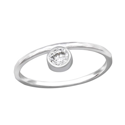 Silver Round Ring with Cubic Zirconia