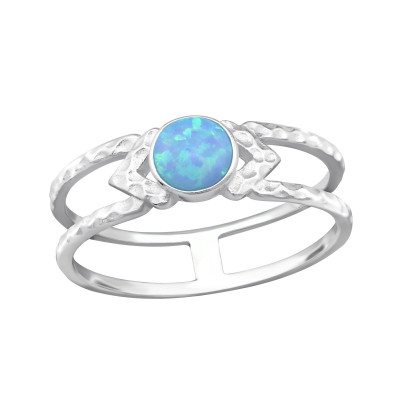 Silver Double Line Ring with Azure