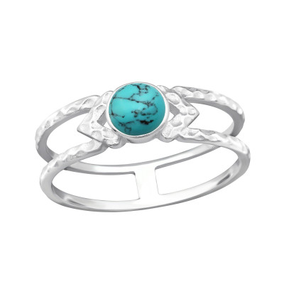 Double Line Sterling Silver Ring with Semi Precious