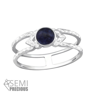 Silver Double Line Ring with Sodalite