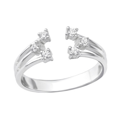 Open Sterling Silver Ring with Cubic Zirconia