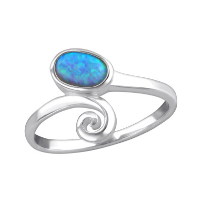 Silver Oval Ring with Azure