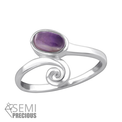 Silver Spiral Ring with Amethyst