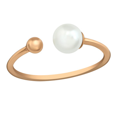 Silver Open Ring with Synthetic Pearl