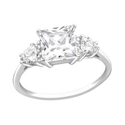 Silver Solitaire Ring with Cubic Zirconia