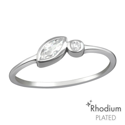 Silver Geometric Ring with Cubic Zirconia