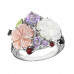 Floral Sterling Silver Ring with Semi Precious and Shell/Imitation Stone