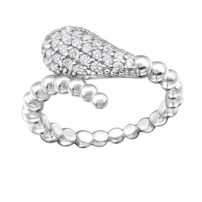 Snake Sterling Silver Ring with Cubic Zirconia
