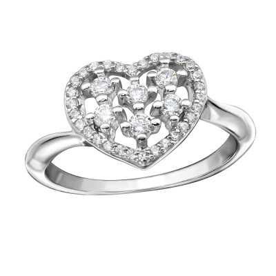 Heart Sterling Silver Ring with Cubic Zirconia