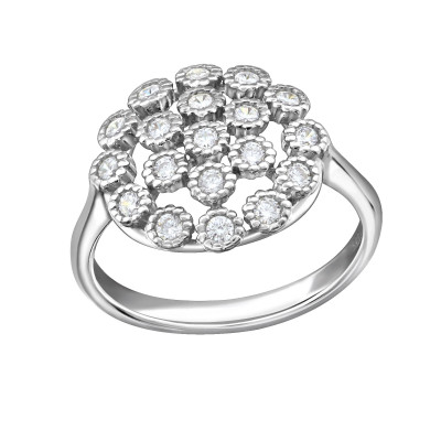 Cluster Sterling Silver Ring with Cubic Zirconia