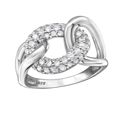 Intertwining Sterling Silver Ring with Cubic Zirconia