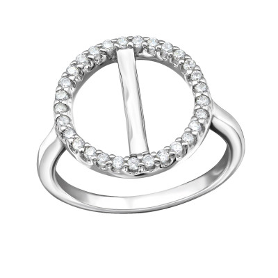 Circle Sterling Silver Ring with Cubic Zirconia