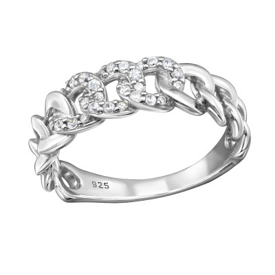 Intertwining Sterling Silver Ring with Cubic Zirconia