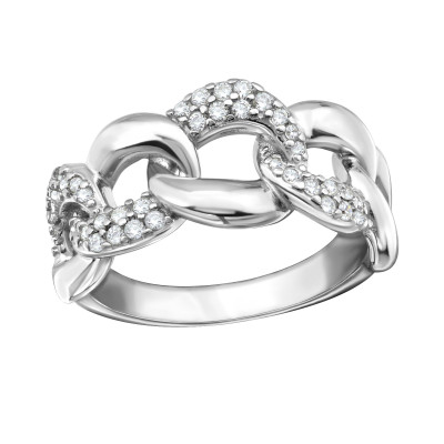 Intertwining Sterling Silver Ring with Cubic Zirconia