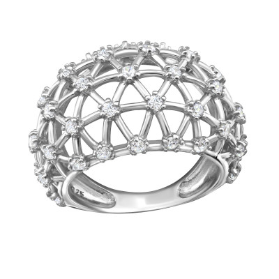 Braided Sterling Silver Ring with Cubic Zirconia