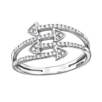 Arrow Sterling Silver Ring with Cubic Zirconia