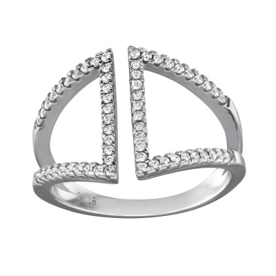 Open Sterling Silver Ring with Cubic Zirconia