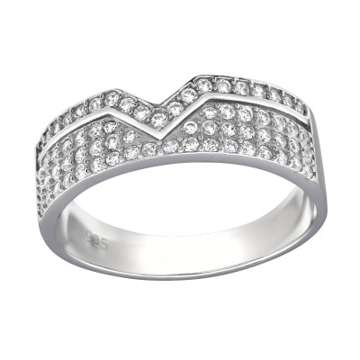 Band Sterling Silver Ring with Cubic Zirconia