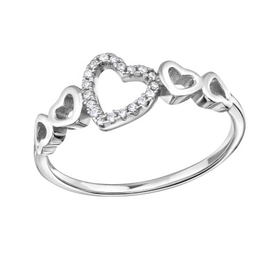 Heart Sterling Silver Ring with Cubic Zirconia