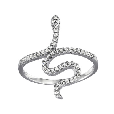 Snake Sterling Silver Ring with Cubic Zirconia