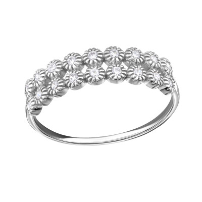 Double Line Sterling Silver Ring with Cubic Zirconia