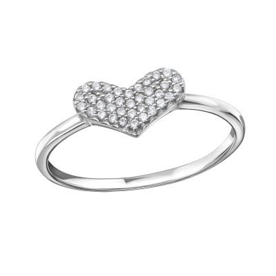 Silver Heart Ring with Cubic Zirconia