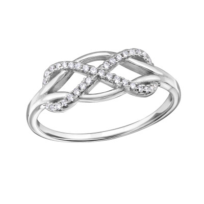 Silver Intertwining Ring with Cubic Zirconia